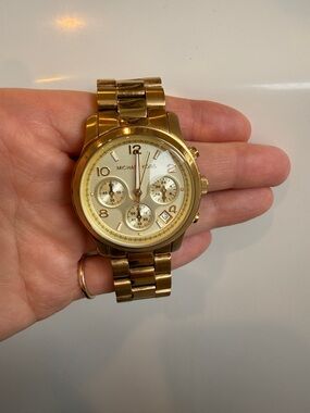 Michael Kors Gold Stainless Steel Link Chronograph Watch MK 5055